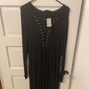 Forever 21 Plus Black Long Sleeved Maxi Dress